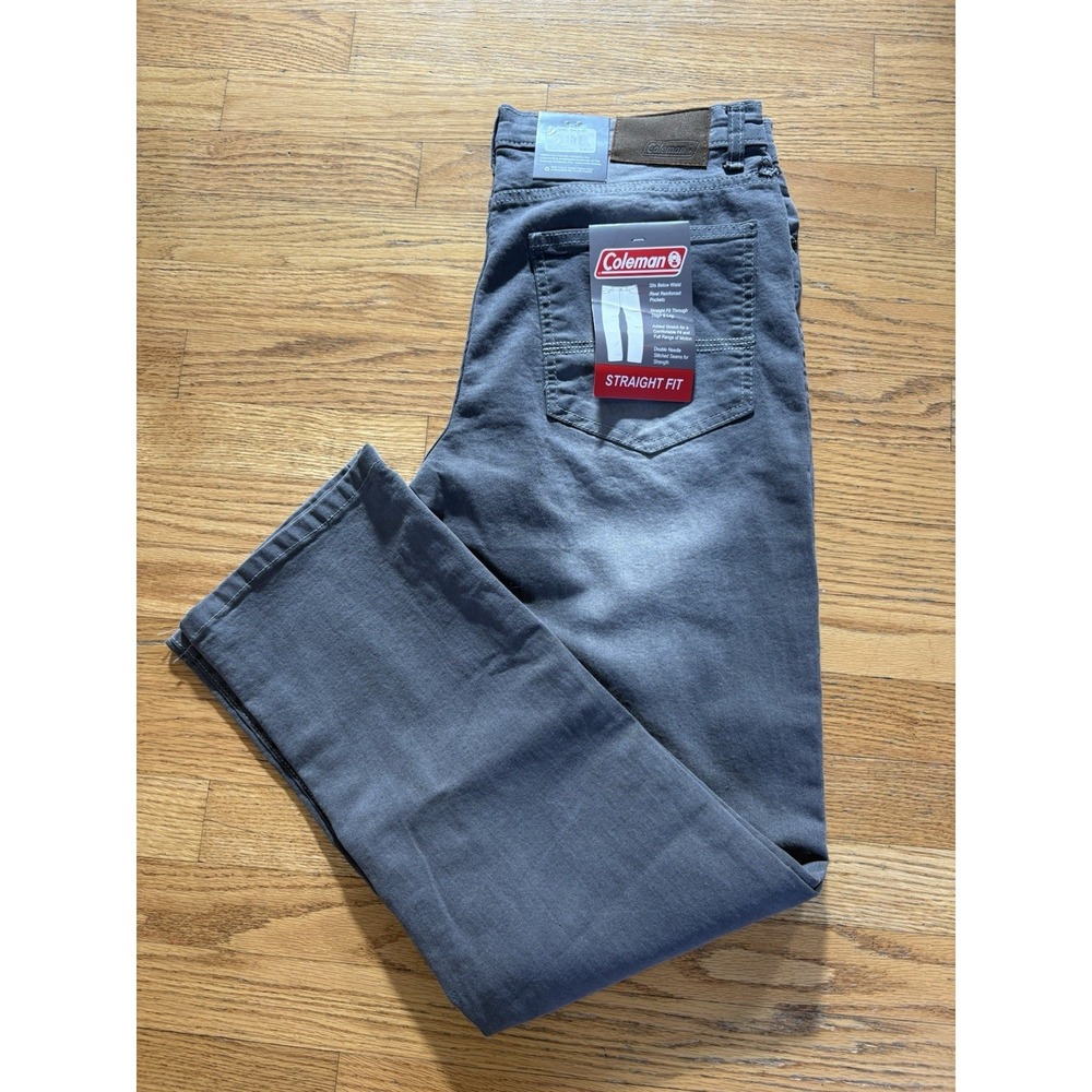Coleman Jeans‎ Mens 32x32 Gray Wash Straight Fit Stretch Denim Pants NWT